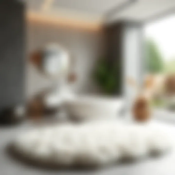 Elegant Sheepskin Rug in Contemporary Bath Setting Luxurious sheepskin rug enhancing a modern bathroom