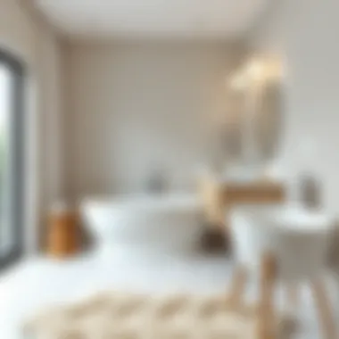 Textured Sheepskin Enhancing Minimalist Bathroom Design Textured sheepskin rug in a minimalist bathroom