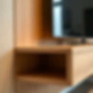 Close-up of materials used in wall mount TV stands, focusing on texture and finish