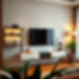 Sleek Modern Wall Mount TV Stand Modern wall mount TV stand showcasing sleek design and integrated shelves