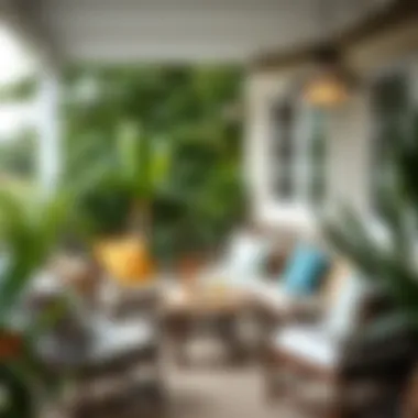 Chic Patio Arrangement Featuring Cushions Stylishly arranged patio setup with cushions