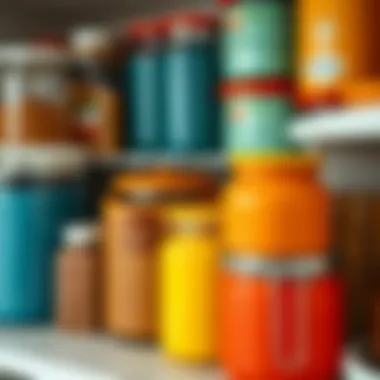 Sophisticated color-coded jars and containers enhancing pantry organization
