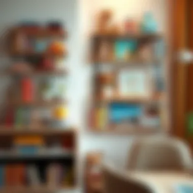 Stylish Wall-mounted Shelves Wall-mounted shelves displaying toys and books in a stylish manner