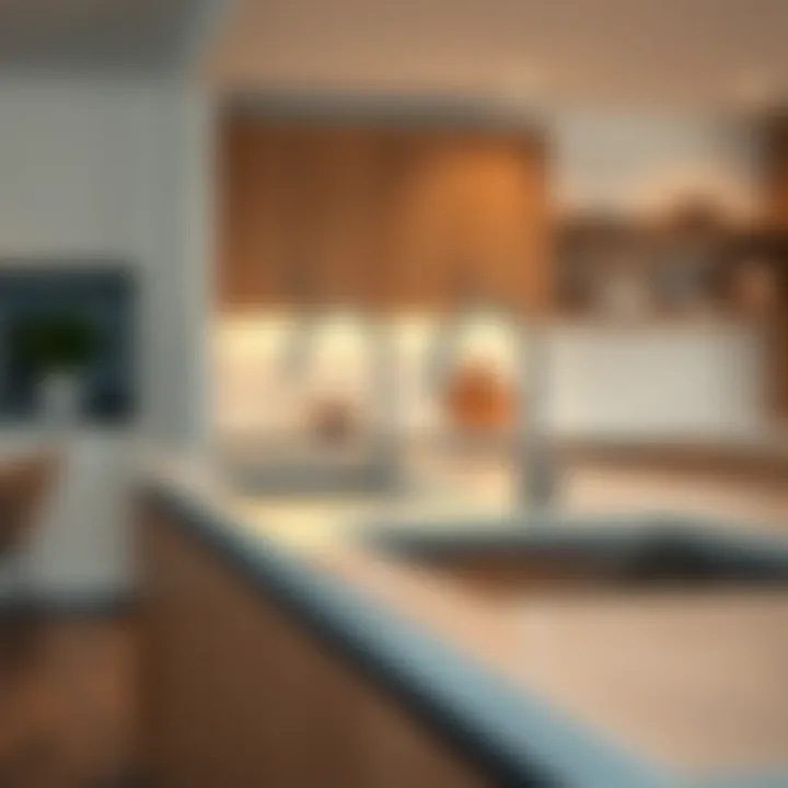 Seamless Installation of Integrated Sinks Installation of an integrated countertop sink in a stylish kitchen