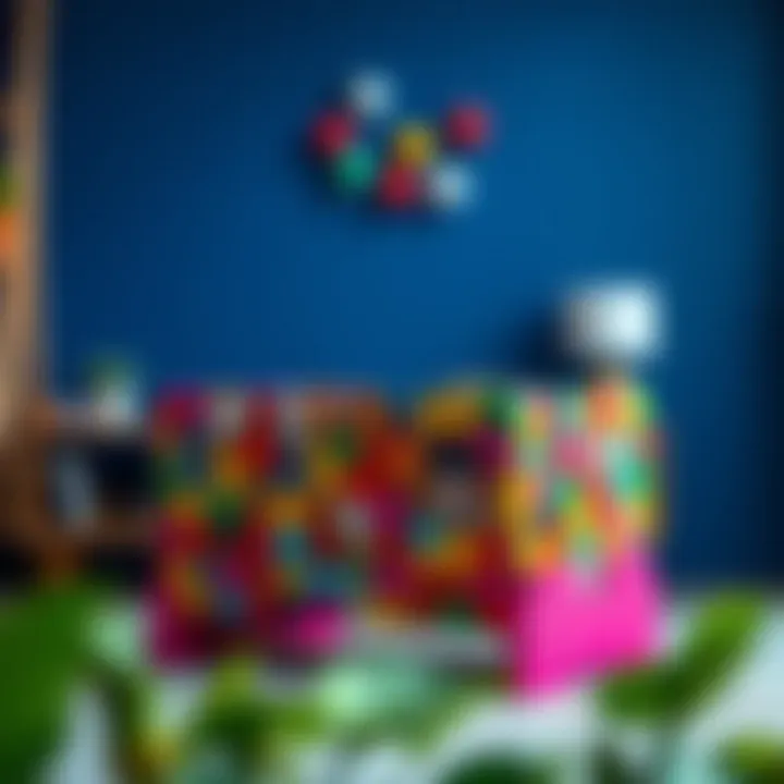 Adjustable Features for Versatility A vibrant jigsaw puzzle stand with adjustable features for various puzzle sizes