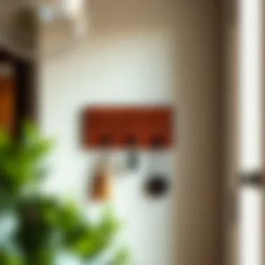 Rustic Charm: Wooden Key Hook Decor Rustic wooden key hook in a cozy entryway