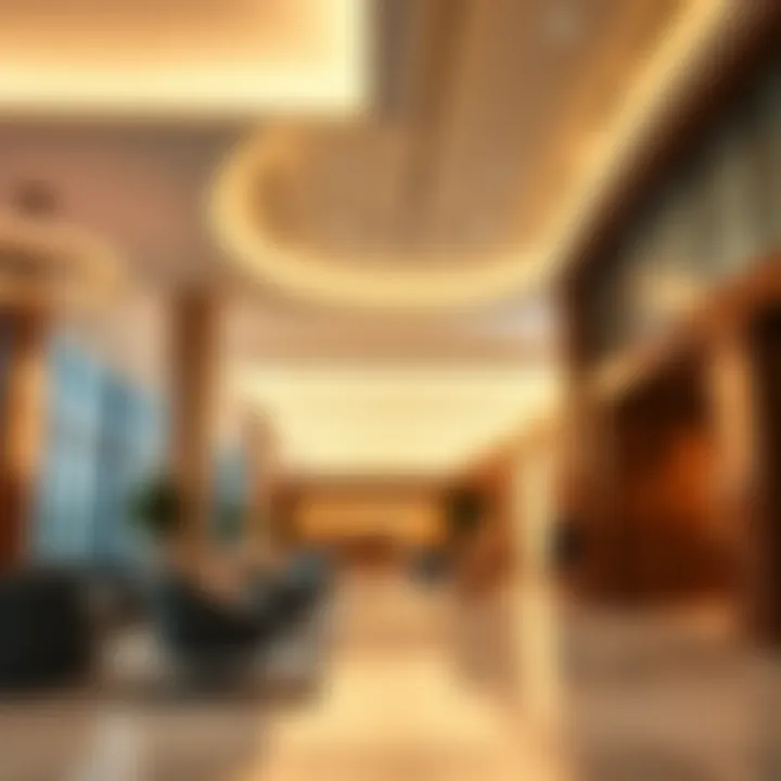 An elegant commercial space featuring LED color light panels integrated into the design, enhancing the atmosphere.