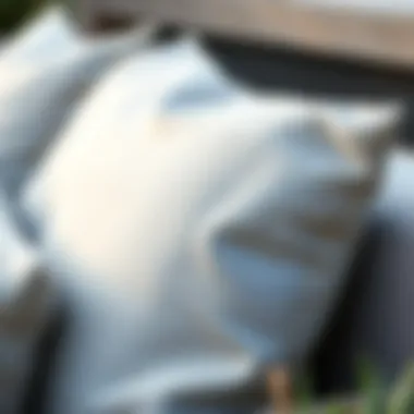 Material Matters: Texture of Light Gray Cushions Close-up of fabric and texture of light gray outdoor cushions