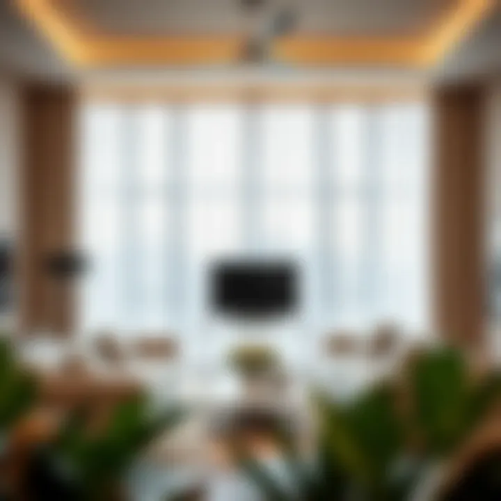 Elegant lite out curtains in a modern living room