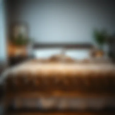 Cozy knitted bed cover adding warmth to the bedroom