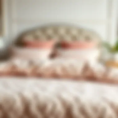 Elegant quilted bed cover in soft pastel hues