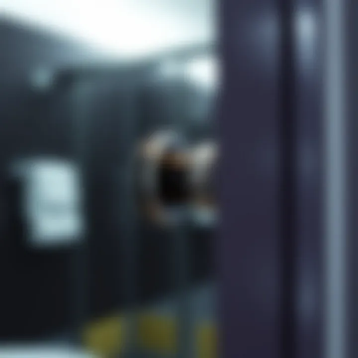 Security Features in Modern Design Close-up of innovative locking mechanism on a mirrored cabinet