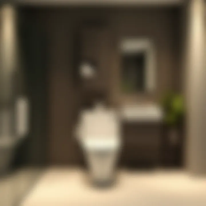 Modern bathroom featuring a sleek above toilet design