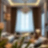 Elegant living room showcasing 108 inches curtain panels