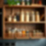 Stylish Wooden Spice Rack Design Elegant wooden spice rack showcasing various jars