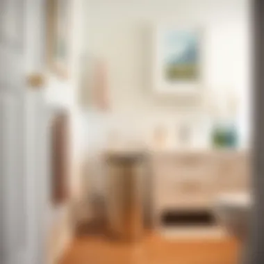 MDesign Slim Trash Can shown in a stylish bathroom environment