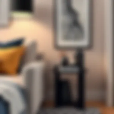 Decorative Elegance: Personalizing Your Space Narrow black end table adorned with decorative items, enhancing its visual appeal