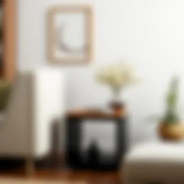 Sustainable Style: Embracing Eco-Friendly Materials Narrow black end table made of reclaimed wood, showcasing eco-friendly design