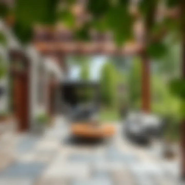 Beautifully designed patio paved with natural stone for outdoor lounging