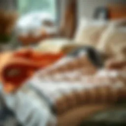 A variety of inexpensive blankets displayed on a cozy bed