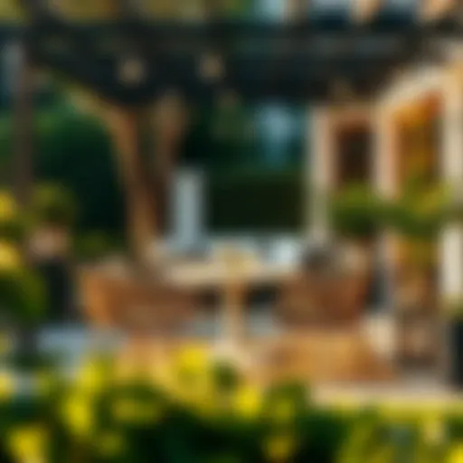 Elegant outdoor dining setup with stylish chairs and table