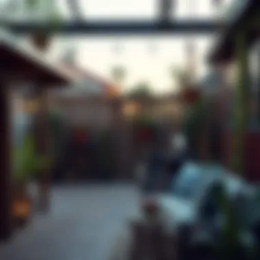 Chic Hanging Swings on a Patio A cozy patio with stylish hanging swings and decorative elements