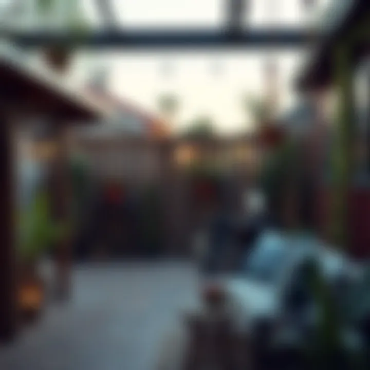 Chic Hanging Swings on a Patio A cozy patio with stylish hanging swings and decorative elements