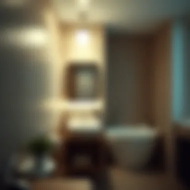 Contemporary lighting design illuminating a stylish bathroom sink area