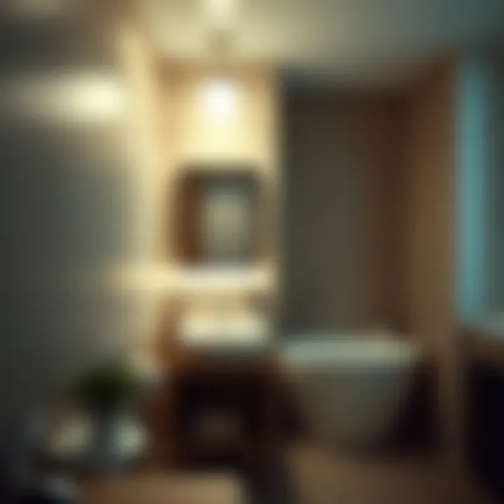 Contemporary lighting design illuminating a stylish bathroom sink area