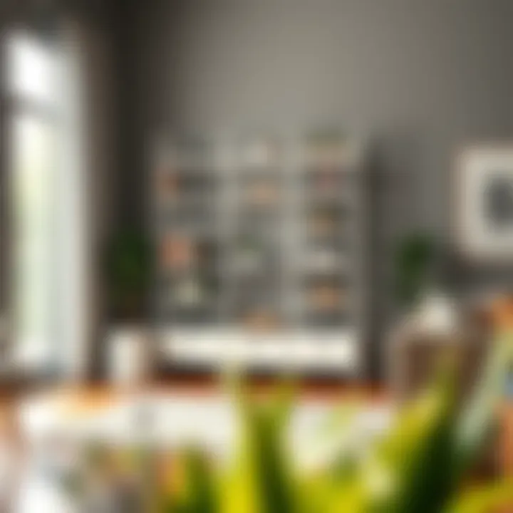 Versatile Shelving in Living Spaces Versatile shelving unit displaying various items in a living room setting.