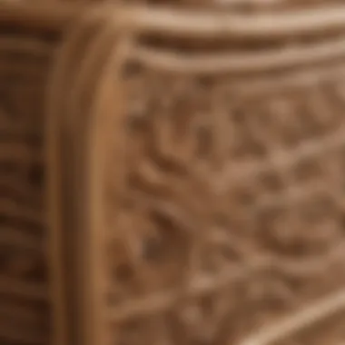 Close-up view of the intricate patterns on a rattan animal basket