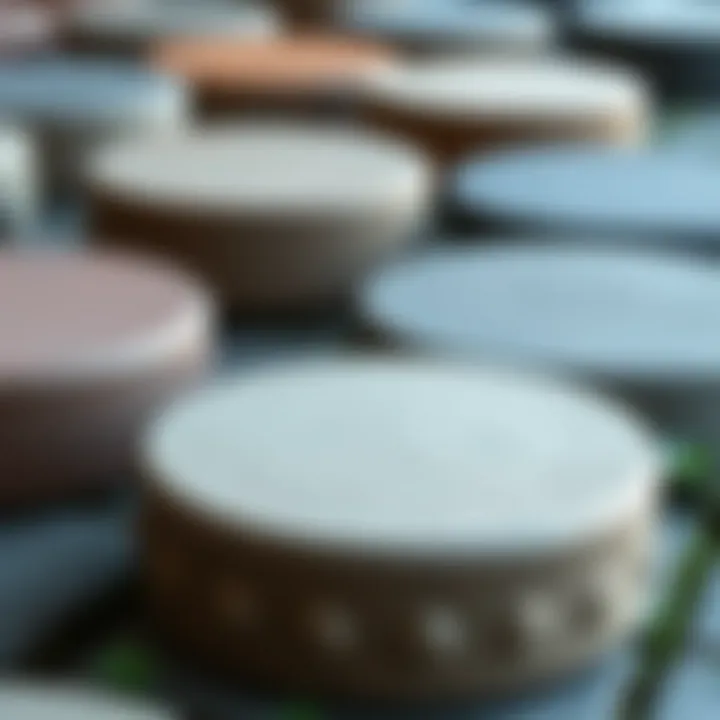 Material Options for Round Patio Blocks Close-up of round patio blocks made from various materials