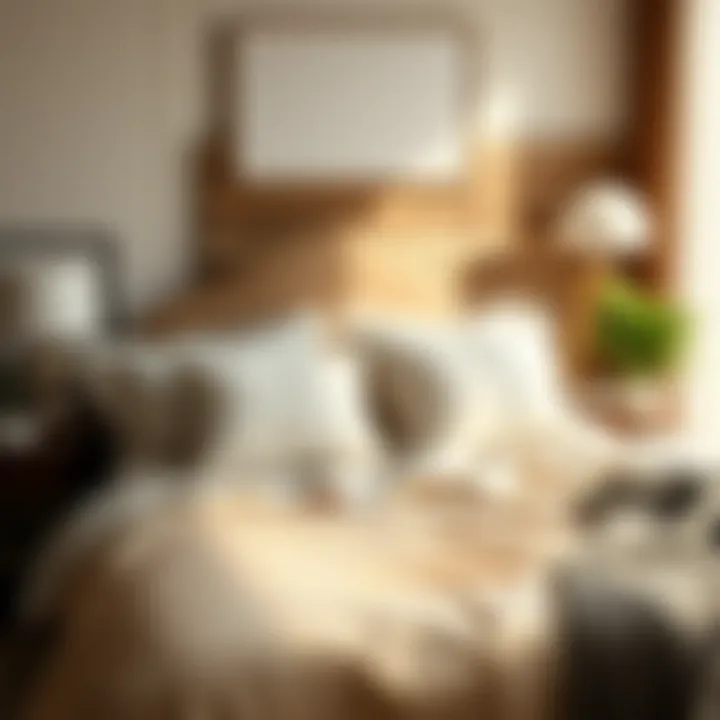 Serene Bedroom with Satin Sheets Serene bedroom with satin sheets and coordinated decor