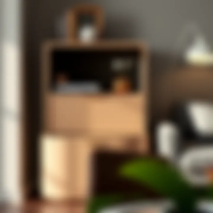 Modern Design Small File Cabinet Sleek modern small file cabinet with decorative items on top