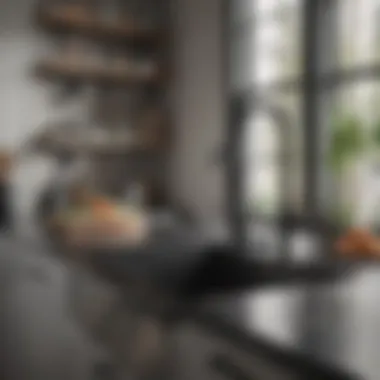 Stylish kitchen layout featuring black faucet as a focal point