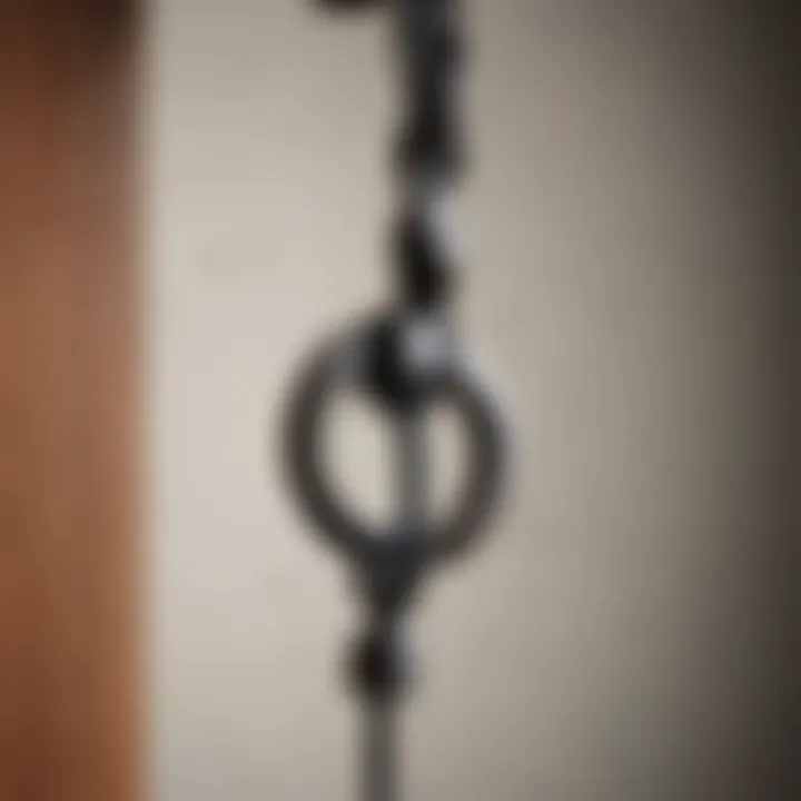 Close-up view of a swivel hanging hook showcasing craftsmanship