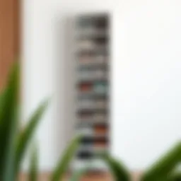 Sleek tall narrow shoe rack with multiple compartments