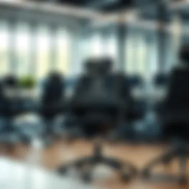 Diverse Designs in an Office Environment An office setting with multiple ergonomic chairs highlighting their diverse designs.