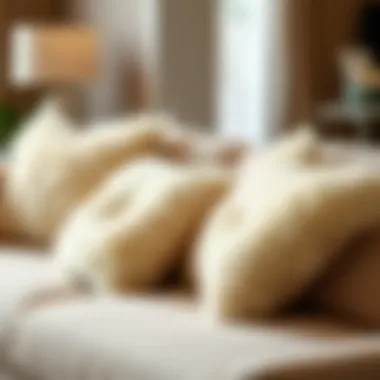 Luxurious Big Fluffy Throw Pillows on a Cozy Sofa Luxurious big fluffy throw pillows on a cozy sofa