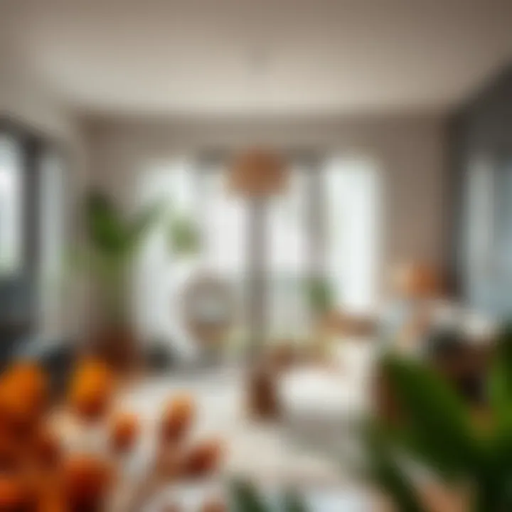 Contemporary Living Space Featuring a Round Rattan Hanging Chair Elegant round rattan hanging chair in a modern living room