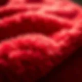 Close-up of luxurious red fleece texture