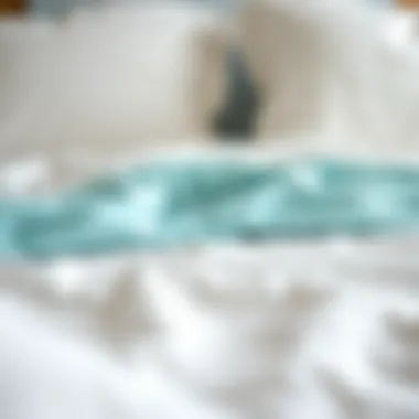 Detailed Textures of Turquoise and White Bedding Close-up of turquoise and white bedding textures