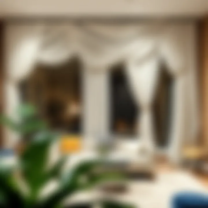 Versatile Style Showcase Dramatic window display showcasing white curtains in various styles
