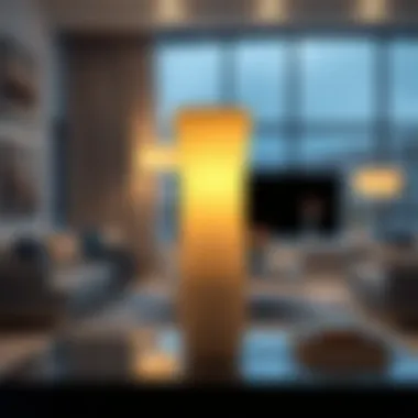 Elegant lighting vase illuminating a modern living space