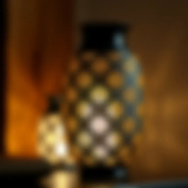 Close-up of a unique design lighting vase showcasing intricate patterns