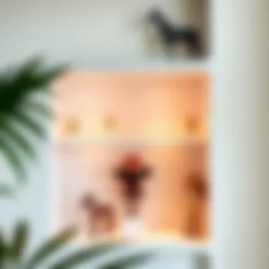 Minimalist doll display shelf featuring a clean design and artistic doll positioning