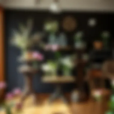 Timeless Charm of Vintage Flower Displays Vintage flower stand adorned with delicate arrangements