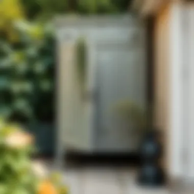 Sophisticated Garden Locker Design Elegant garden locker blending with lush greenery