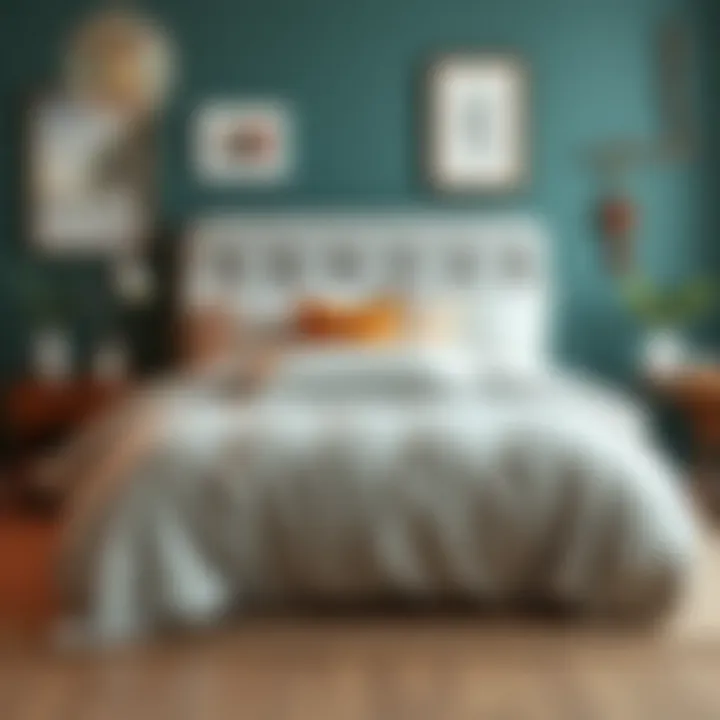 Stylish bedroom with color-coordinated comforter and decor