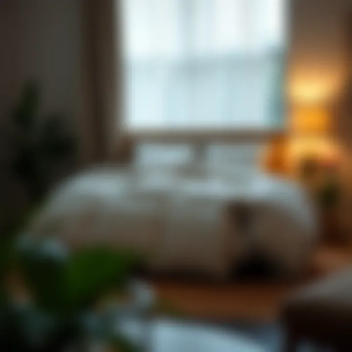 A serene bedroom setting showcasing a cooling comforter in use